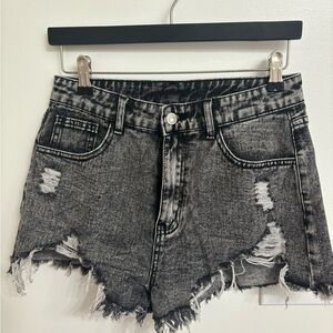 Black denim shorts